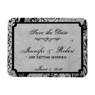 Magnet Flexible Cadre gothique Rose noir Enregistrer la date