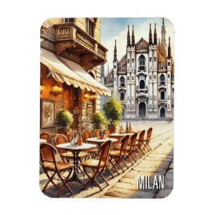 Magnet Flexible Café à Milan Aquarelle Peinture Mug