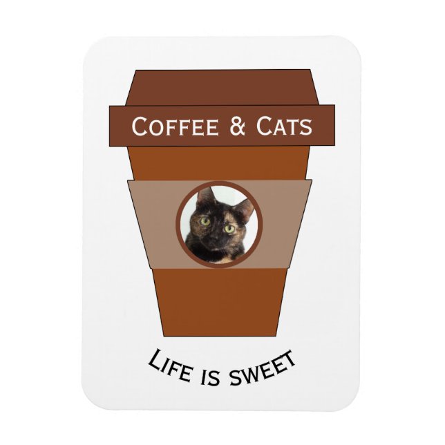 Magnet Flexible Café et chats personnalisables - La vie est douce (Vertical)
