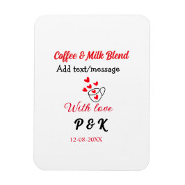 Magnet Flexible Café & lait mélange amour couple café coeur rouge 