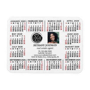 Magnet Flexible Calendrier 2020 Logo d'entreprise Photo Texte Faci