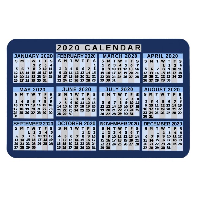 Magnet Flexible Calendrier 2020 (Voir la description pour la nouve (Horizontal)
