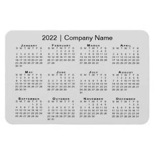 Magnet Flexible Calendrier 2022 avec nom de société Grey