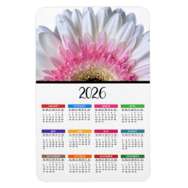 Magnet Flexible Calendrier 2023 Gerbera Rose et Blanc