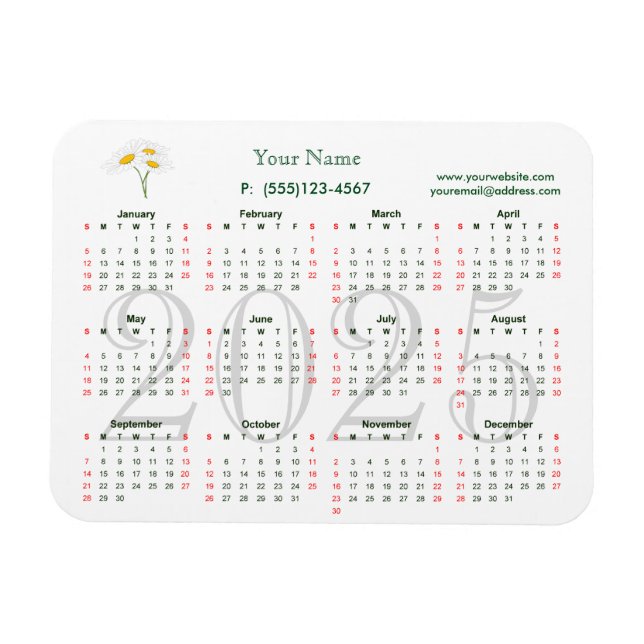 Magnet Flexible Calendrier 2025 pour l'aimant de l'entreprise (Horizontal)
