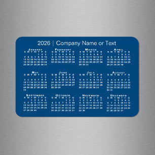 Magnet Flexible Calendrier 2026 bleu et blanc avec texte personnal