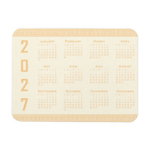 Magnet Flexible Calendrier 2027, Frise grecque, Beige sur Latte co