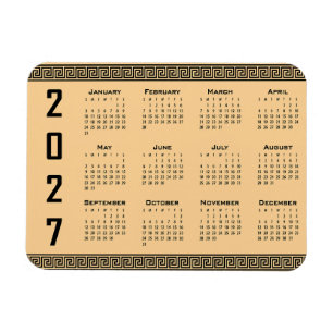 Magnet Flexible Calendrier 2027, Frise grecque, Noir sur beige