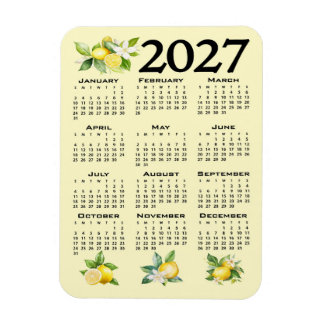 Magnet Flexible Calendrier 2027 Style Italien Citrons Jaune
