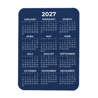 Magnet Flexible Calendrier annuel 2027 Basique Mini Bleu marine