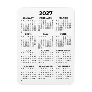 Magnet Flexible Calendrier annuel 2027 Basique Minimal Mini