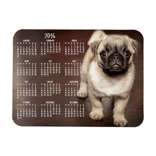 Magnet Flexible Calendrier Chien 2016 Photo Petit aimant 3x4 (Horizontal)