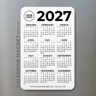 Magnet Flexible Calendrier d'affaires Logo Noir Simple de Base 202