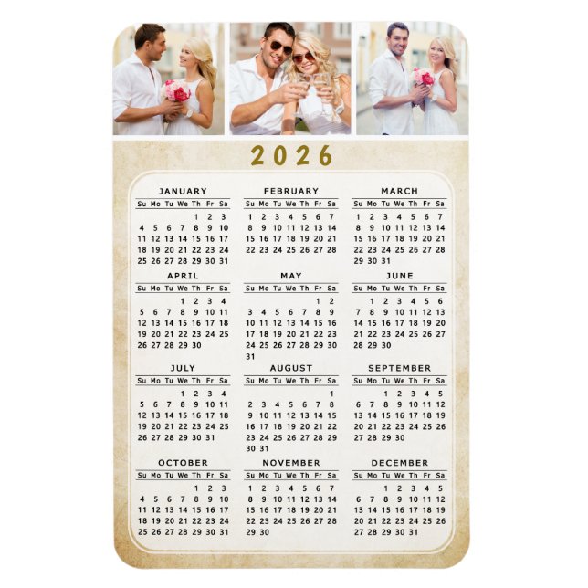 Magnet Flexible Calendrier de l'installation de l'appareil photo à (Vertical)