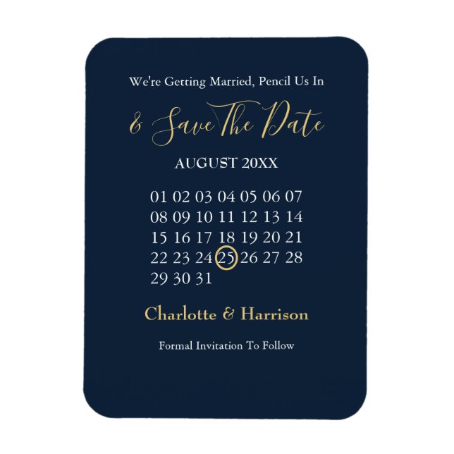Magnet Flexible Calendrier Enregistrer La Date Marine Gold Modifia (Vertical)