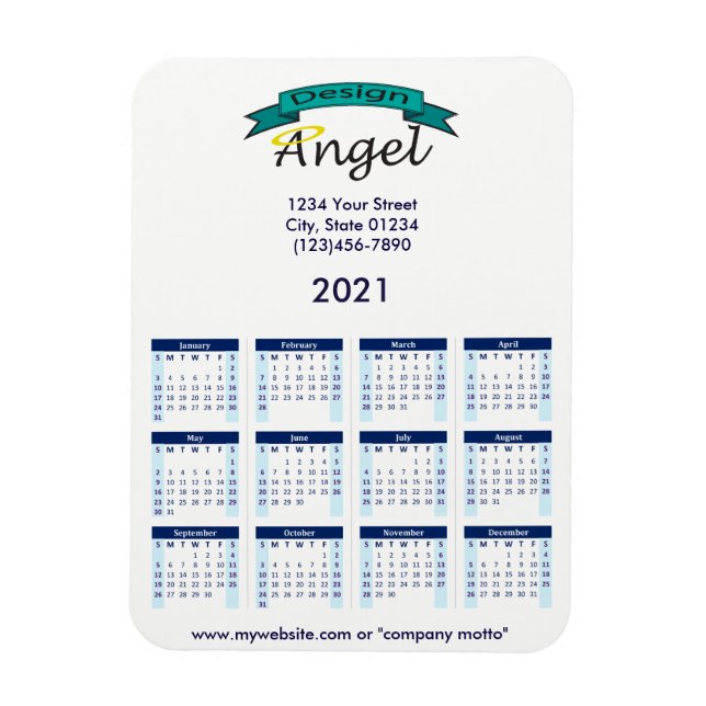Magnet Flexible Calendrier Marine 2021 de votre logo (Vertical)