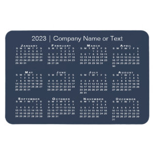 Magnet Flexible Calendrier Marine bleu et blanc 2023 avec texte pe