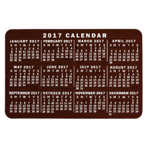 Magnet Flexible Calendrier mensuel 2017 Brown du grain de bois