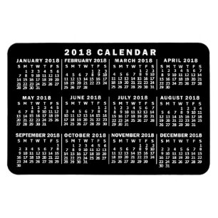 Magnet Flexible Calendrier mensuel 2018 Classic noir et blanc