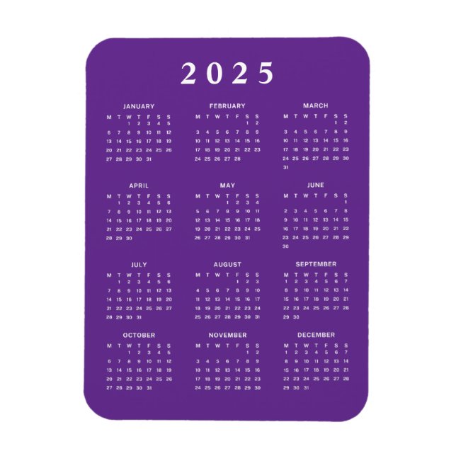 Magnet Flexible Calendrier mensuel 2025 (Vertical)