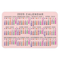 Calendrier mensuel de 2025 Rose pâle