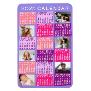 Magnet Flexible Calendrier mensuel de l'année 2025 Collage photo é