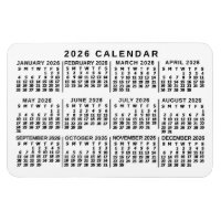 Calendrier mensuel de l'année 2026 blanc et noir c
