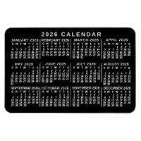 Calendrier mensuel de l'année 2026 Classique Noir 