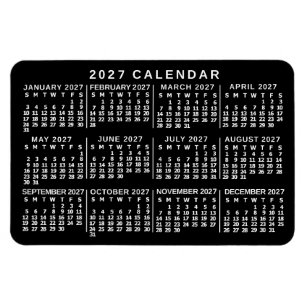 Magnet Flexible Calendrier mensuel de l'année 2027 Classique Noir