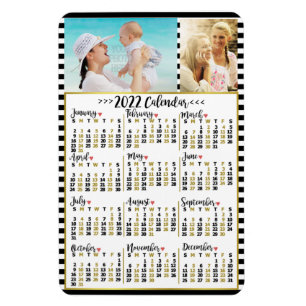 Magnet Flexible Calendrier mensuel rayé de l'année 2022 Photos p