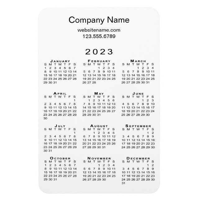 Magnet Flexible Calendrier minimum 2023 Nom de l'entreprise Inform (Vertical)