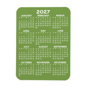 Magnet Flexible Calendrier - minimum de base vert et blanc moderne