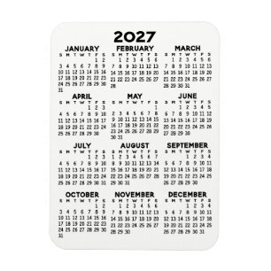 Magnet Flexible Calendrier - Noir et Blanc Minimal de Base
