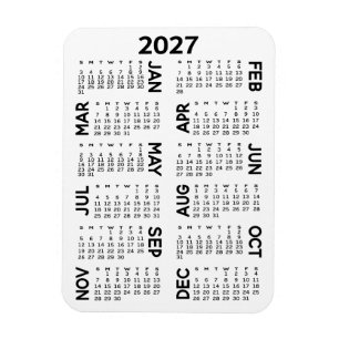 Magnet Flexible Calendrier - Noir et Blanc Minimal de Base