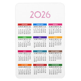 Magnet Flexible Calendrier personnalisé coloré 2026