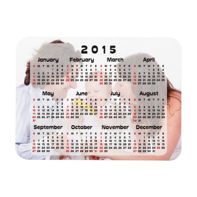 Magnet Flexible Calendrier personnalisé + votre propre photo / bac (Horizontal)