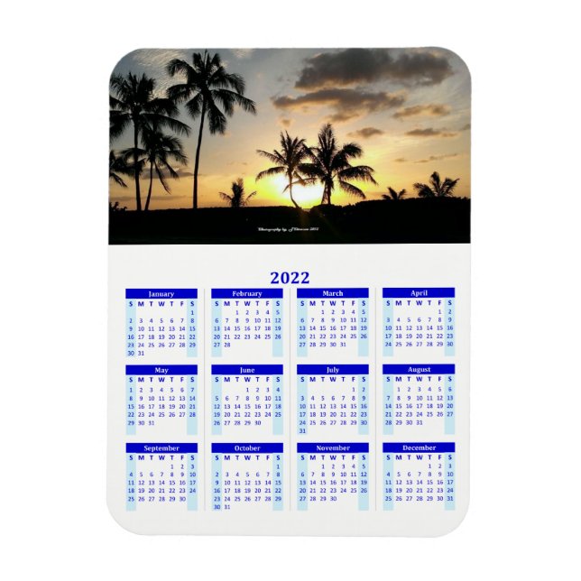 Magnet Flexible Calendrier photo bleu personnalisé Vert 2022 (Vertical)