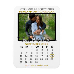 Magnet Flexible Calendrier photo Gold & White Enregistrer notre Ma