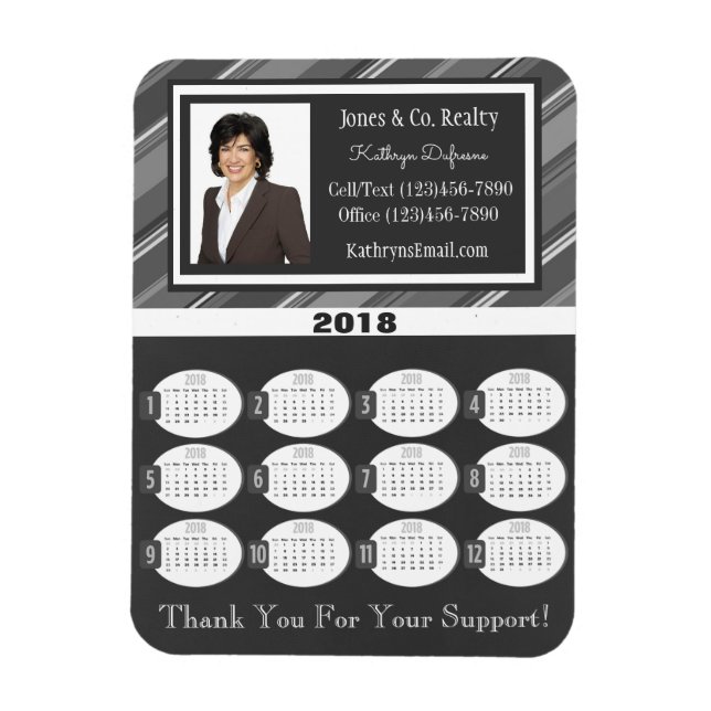 Magnet Flexible Calendrier professionnel Grey Business 2018 avec p (Vertical)