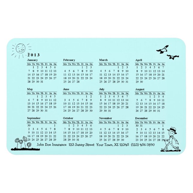 Magnet Flexible Calendrier Retro Businessman 2013 (Horizontal)