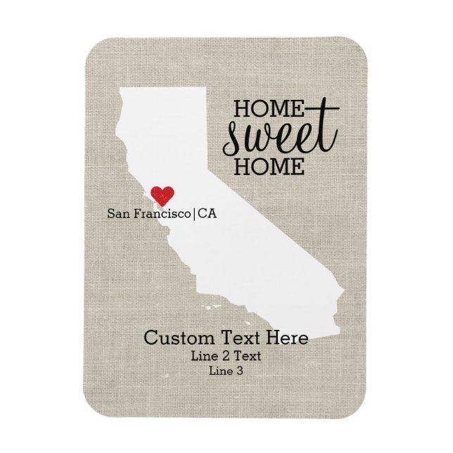 Magnet Flexible California State Love Home Sweet Home Carte person (Vertical)
