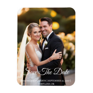 Magnet Flexible Calligraphie blanc romantique Photo Enregistrer la