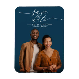 Magnet Flexible Calligraphie Chic Mariage Économisez La Date Photo