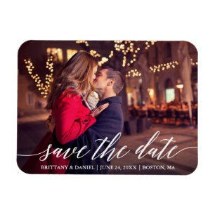 Magnet Flexible Calligraphie Élégante Moderne Photo Save The Date