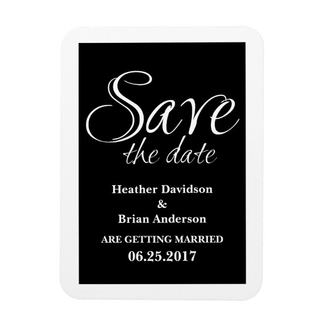 Magnet Flexible Calligraphie Enregistrer l'aimant de date, noir (Vertical)