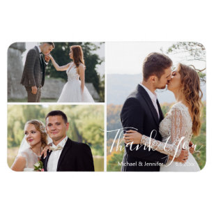 Magnet Flexible calligraphie moderne mariage photo collage merci
