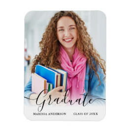 Magnet Flexible Calligraphie moderne Script Photo Grad Faire-part