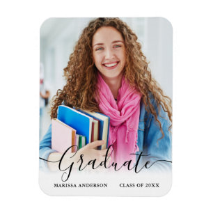 Magnet Flexible Calligraphie moderne Script Photo Grad Faire-part