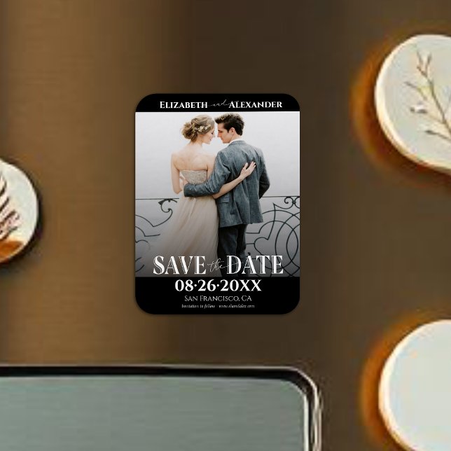 Magnet Flexible Calligraphie noir et blanc Enregistrer la photo de (Créateur téléchargé)