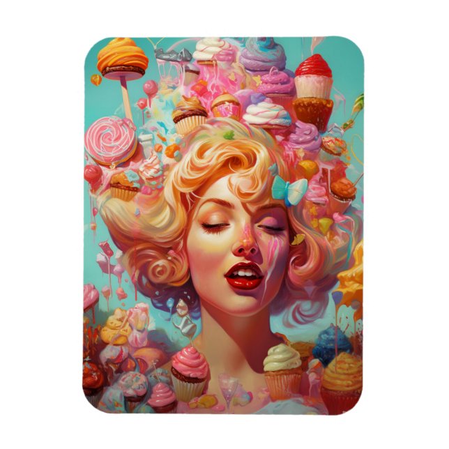 Magnet Flexible Candy Ice Cream Girl Surreal Imaginaire Art (Vertical)